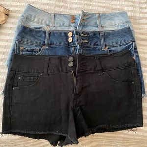 Three pairs of jean shorts